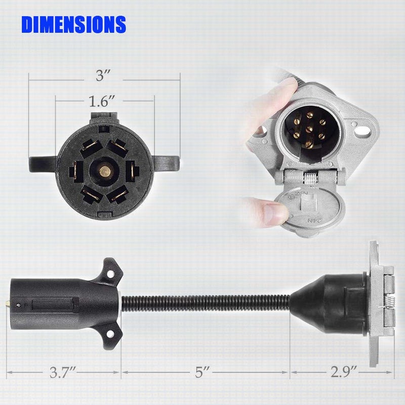 CARROFIX 7 RV Blade Plug to 7 Way Pin Type Trailer Electrical Adapter Connector with Mounting Bracket - Image 5